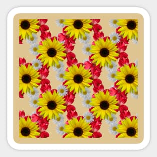 sunflower daisies floral bloom daisy red flowers blossoms Sticker